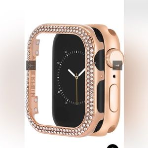 Anne Klein rose gold crystal encrusted protective case for Apple Watch- 44mm